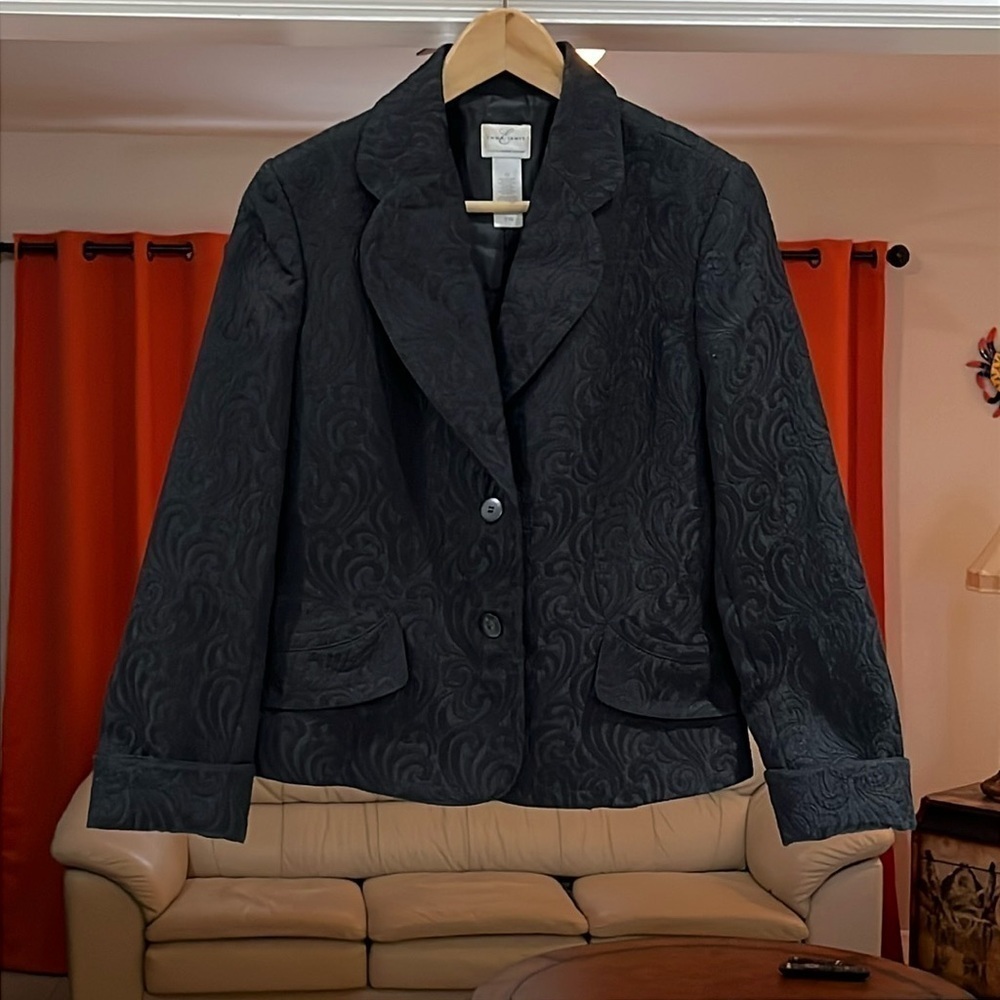 Emma James Jacquard Paisley Two Button Front Long Sleeve Blazer Jacket Size 10